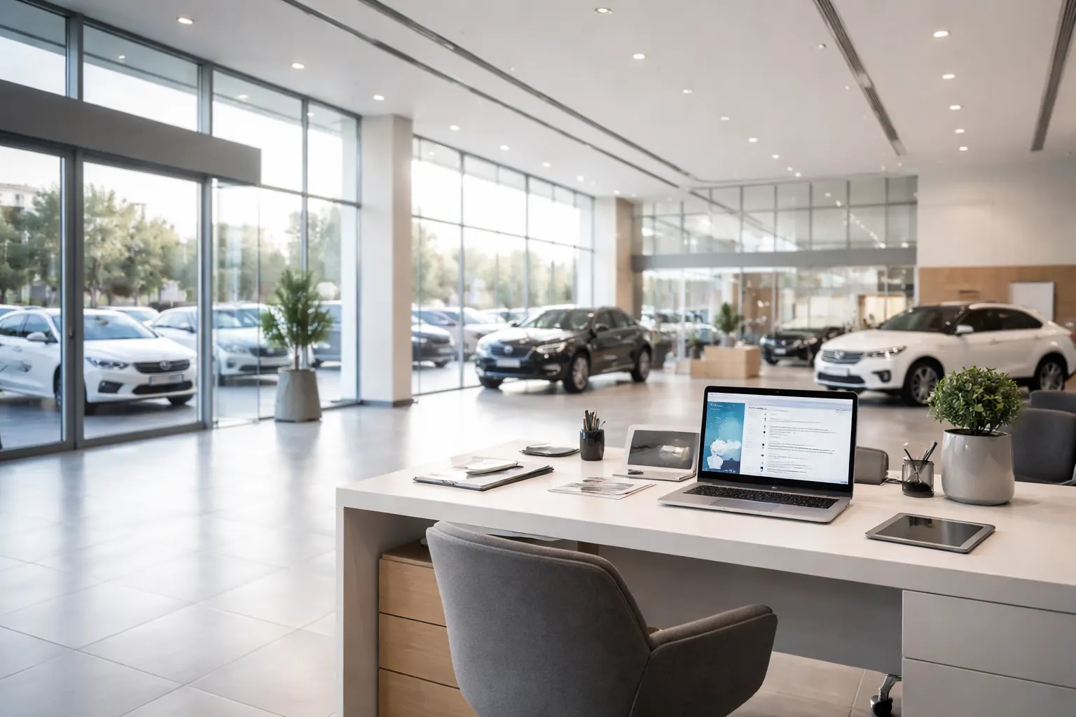 Equipe comercial usando automação e IA no atendimento em escritório moderno