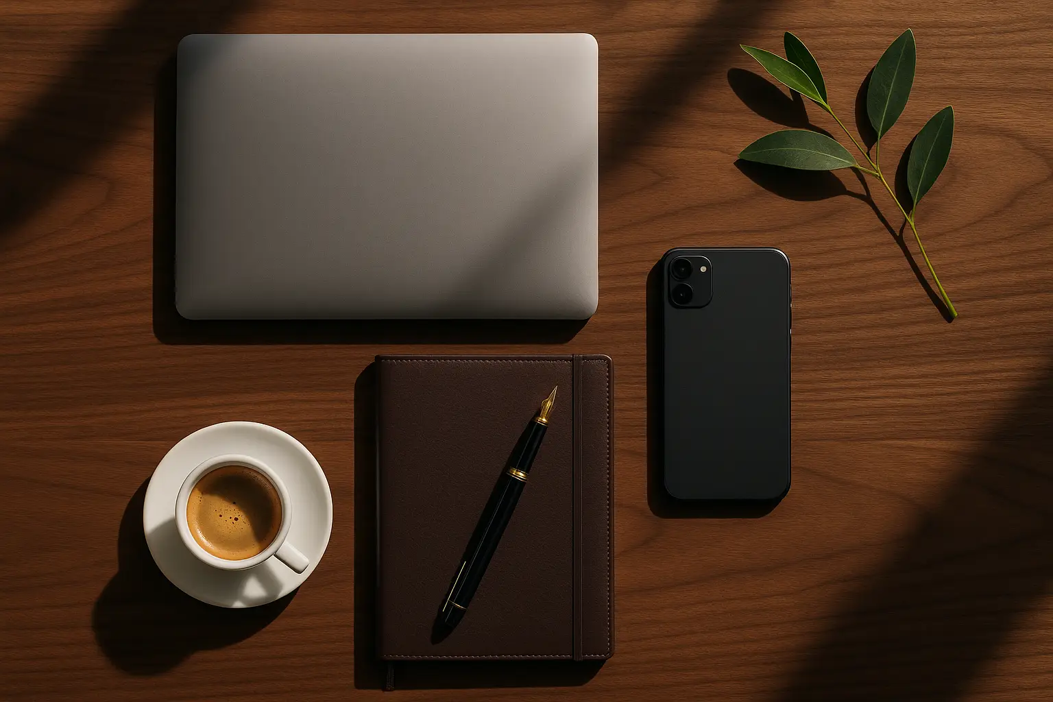 Gestor comercial e equipe analisando leads em escritório moderno, usando computadores e celulares.